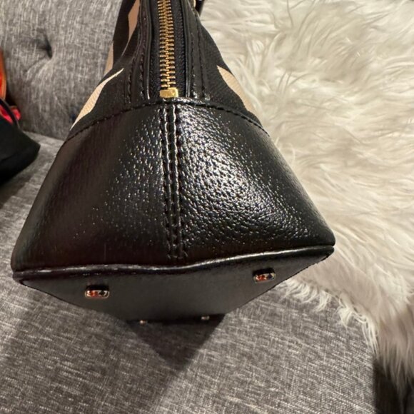 Kate Spade Large Wellesley Rachelle Satchel Shoulder Black White Check - Picture 10 of 14